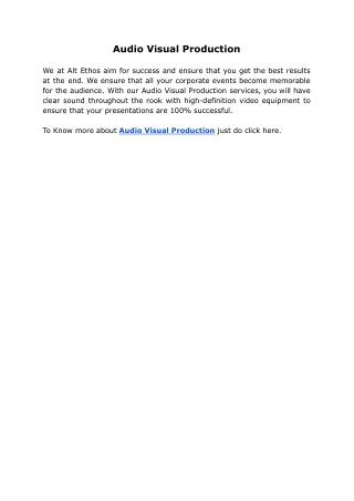 Audio Visual Production