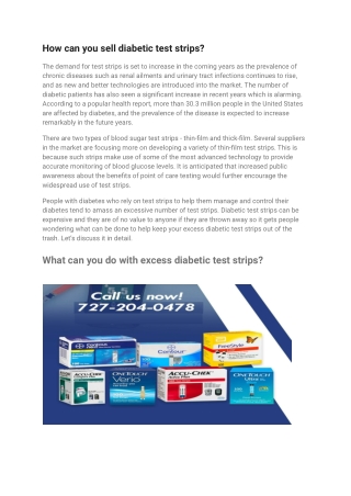 How can you sell diabetic test strips