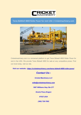 Terex BidWell 4800 Roller Paver for rent USATerex BidWell 4800 Roller Paver for
