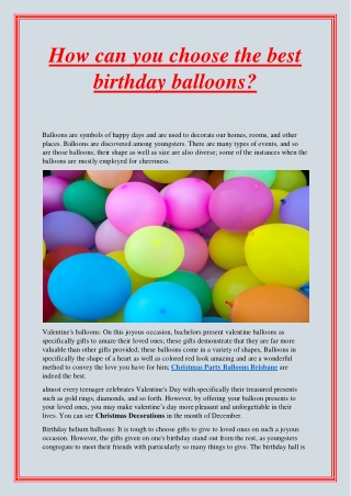 How can you choose the best birthday balloons