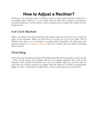 How to Adjust a Recliner_