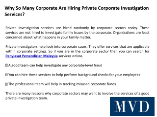 Hiring Private Corporate Investigation Services?
