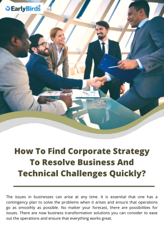How To Find Corporate Strategy To Resolve Business And Technical Challenges Quickly