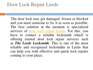 Importance of Door Lock Repair Leeds