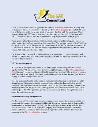Process of VAT registration in UAE and its importance             
