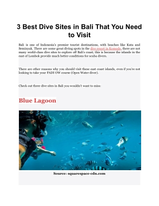 3 Best Dive Sites in Bali That You Need to Visit