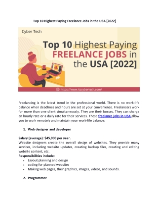 Top 10 Highest Paying Freelance Jobs in the USA [2022]