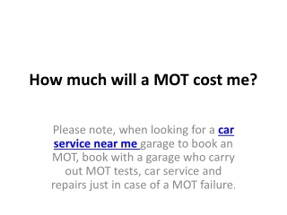 How much will a MOT cost me