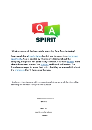 What are some of the ideas while searching for a fintech startup-converted