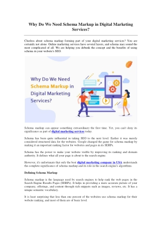 Why Do We Need Schema Markup in Digital Marketing Services