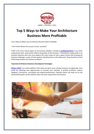 Top 5 Ways to Make Your Architecture Business More Profitable