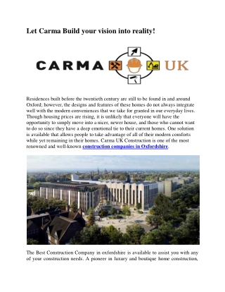 Let Carma Build your vision into reality!