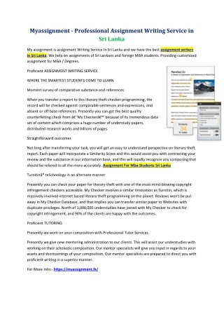 Myassignment - Professional Assignment Writing Service in Sri Lanka