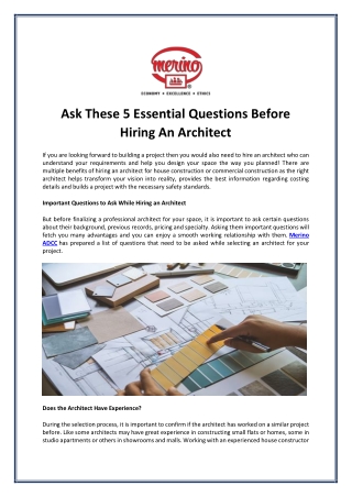 Ask These 5 Essential Questions Before Hiring An Architect