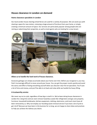 House clearance in London on demand