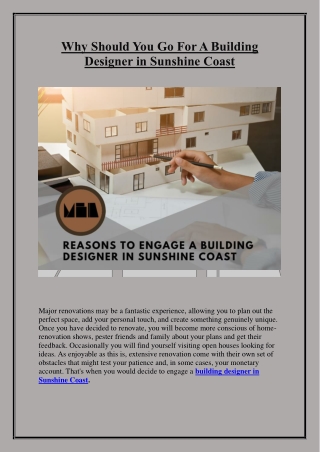 Why Should You Go For A Building Designer in Sunshine Coast?