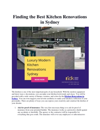 Finding the Best Kitchen Renovations in Sydney