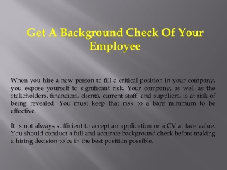 Background Check Of Your Employee