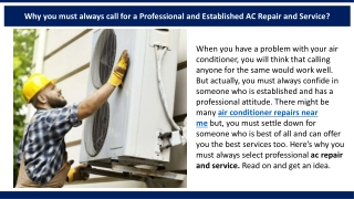 Why you must always call for a Professional AC Repair and Service?