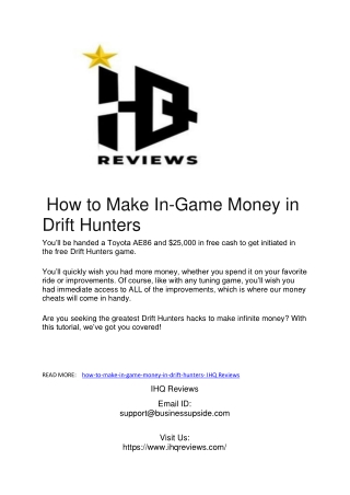 How to Make In-Game Money in Drift Hunters PDF-converted