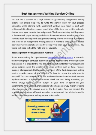 Best Assignment Writing Service Online