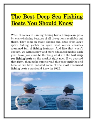 Discover the best Deep Sea Fishing Charters with the Hate 2 Lose