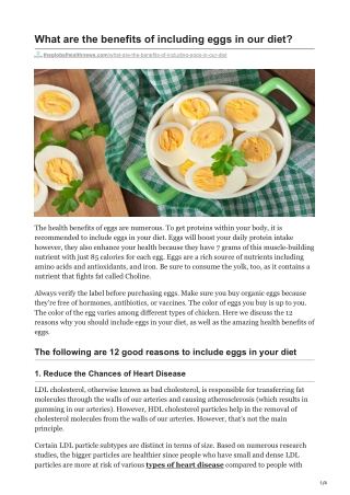 What are the benefits of including eggs in our diet?