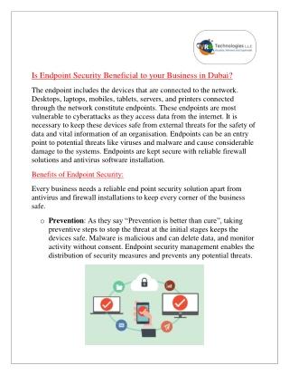 Is Endpoint Security Beneficial to your Business in Dubai?