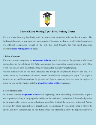 General Essay Writing Tips - Essay Writing Center