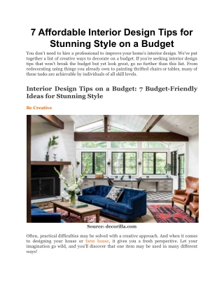 7 Affordable Interior Design Tips for Stunning Style on a Budget