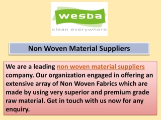 Non Woven Material Suppliers