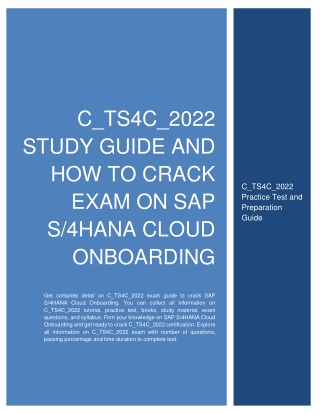 C_TS4C_2022 Study Guide and How to Crack Exam on SAP S4HANA Cloud Onboarding