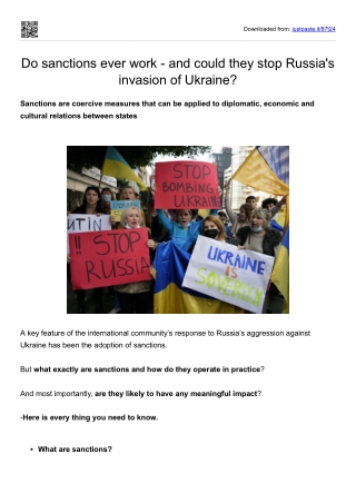 Do sanctions ever work - and could they stop Russia's invasion of Ukraine