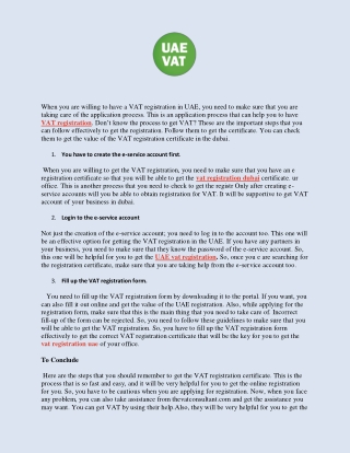 Simple Procedures for Applying for VAT Registration in the UAE