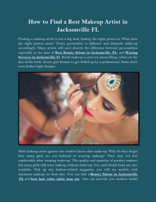 How to Find a Best Makeup Artist in Jacksonville FL