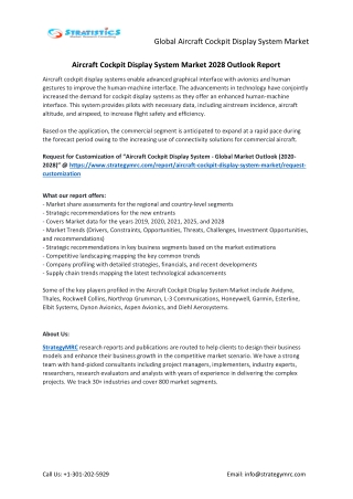 Aircraft Cockpit Display System Market Forecasts to 2028