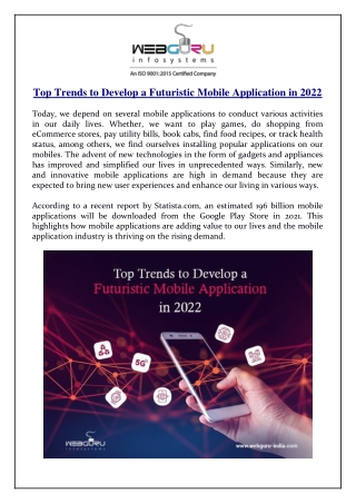 Top Trends to Develop a Futuristic Mobile Application in 2022