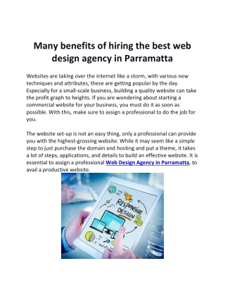 Many benefits of hiring the best web design agency in Parramatta
