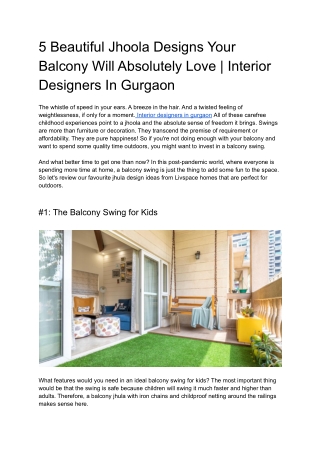 5 Beautiful Jhoola Designs Your Balcony Will Absolutely Love | Interior Designer