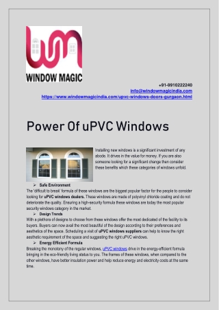 Power Of uPVC Windows