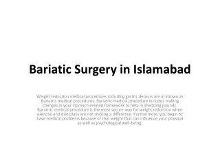 Bariatic Surgery in Islamabad