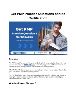 Get PMP Practice Questions and Its Certification