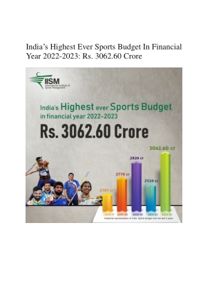 India’s Highest Ever Sports Budget In Financial Year 2022-2023 Rs. 3062.60 Crore​-IISM blog