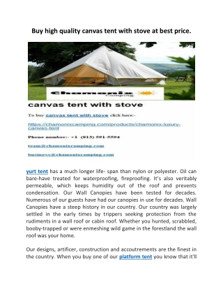 canvas tent with stove
