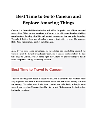 Best Time to Go to Cancun and Explore Amazing Things