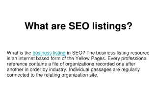 What are SEO listings_