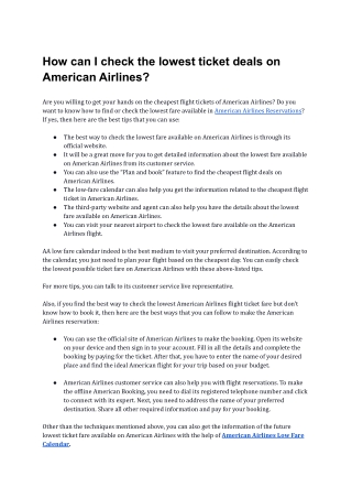 How can I check the lowest ticket deals on American Airlines