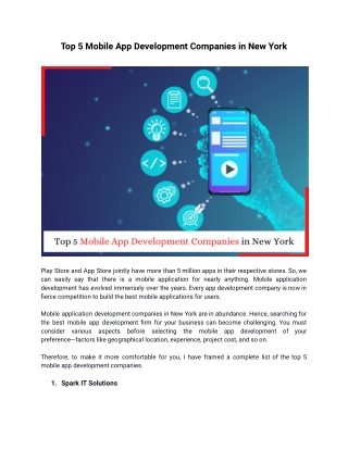 Top 5 Mobile App Development Companies in New York