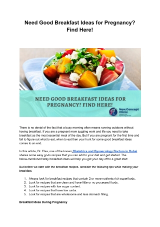 Need Good Breakfast Ideas for Pregnancy