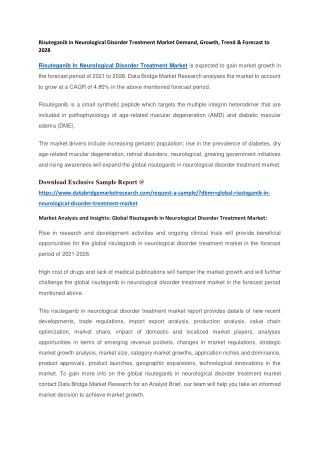Risuteganib in Neurological Disorder Treatment Market Demand, Growth, Trend & Forecast to 2028 (1)